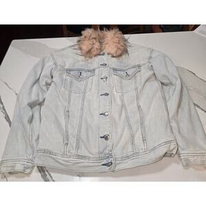 AMERICAN EAGLE Outfitters Womens Faux Fur Sherpa Lined Denim Jacket Small